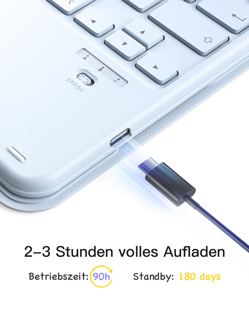 Abnehmbar Tastatur für iPad 11" A16 (2025), iPad Air 11" M3/M2 (2025/2024), iPad Air 10.9" 5/4, iPad Pro 11" 4/3/2/1, KB002