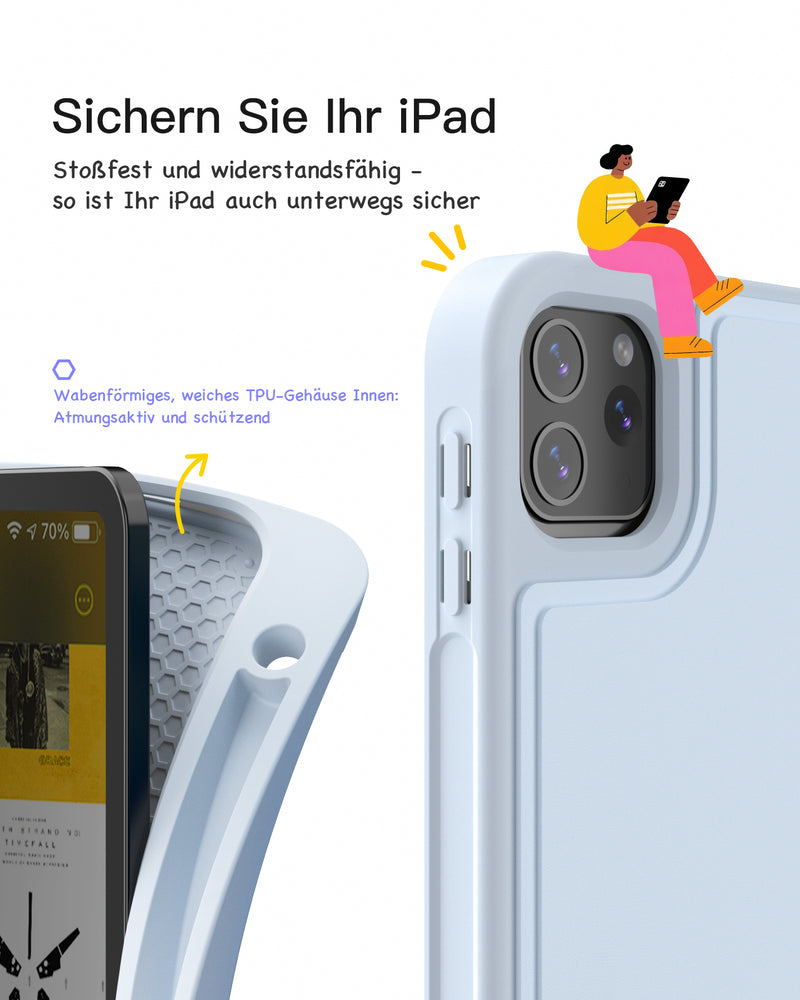 Abnehmbar Tastatur für iPad 11" A16 (2025), iPad Air 11" M3/M2 (2025/2024), iPad Air 10.9" 5/4, iPad Pro 11" 4/3/2/1, KB002