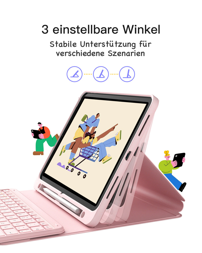 Abnehmbar Tastatur für iPad 11" A16 (2025), iPad Air 11" M3/M2 (2025/2024), iPad Air 10.9" 5/4, iPad Pro 11" 4/3/2/1, KB002