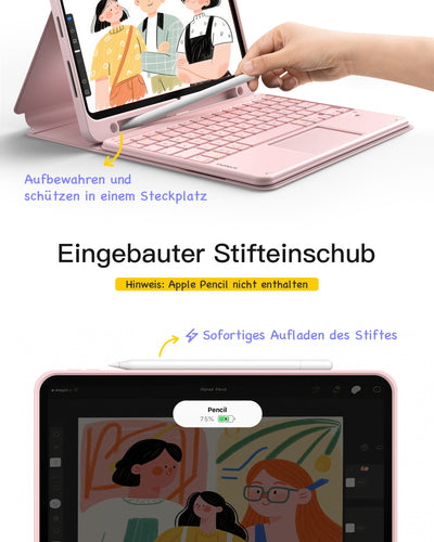 Abnehmbar Tastatur für iPad 11" A16 (2025), iPad Air 11" M3/M2 (2025/2024), iPad Air 10.9" 5/4, iPad Pro 11" 4/3/2/1, KB002
