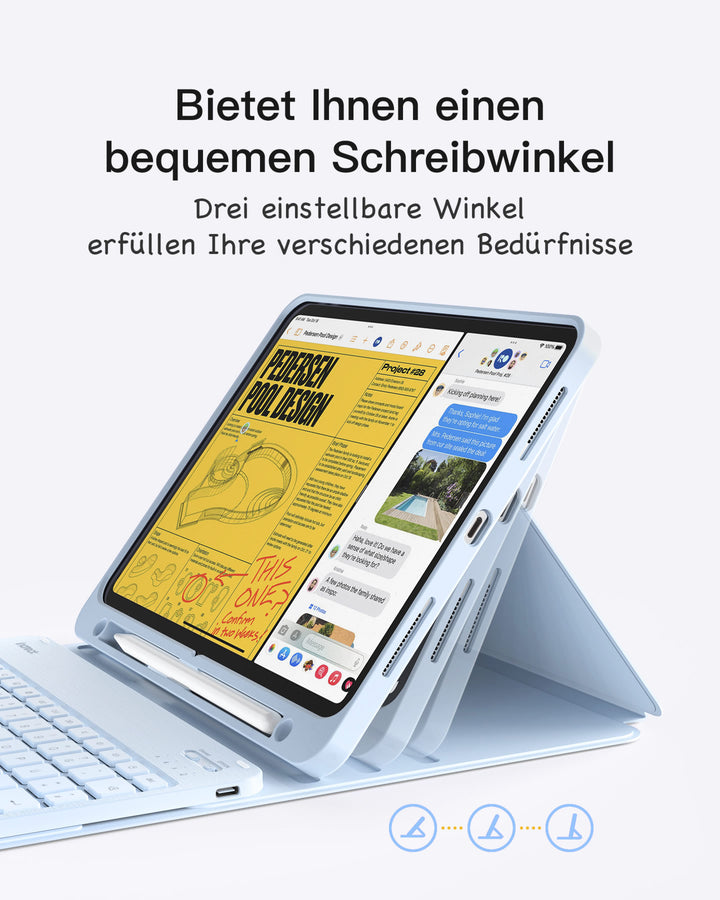 inateck DE Ultraleicht Tastatur Hülle für iPad 11" (A16 2025), iPad 10; iPad Air 11" M3/M2 (2025/2024), iPad Air 5/4; iPad Pro 11" 