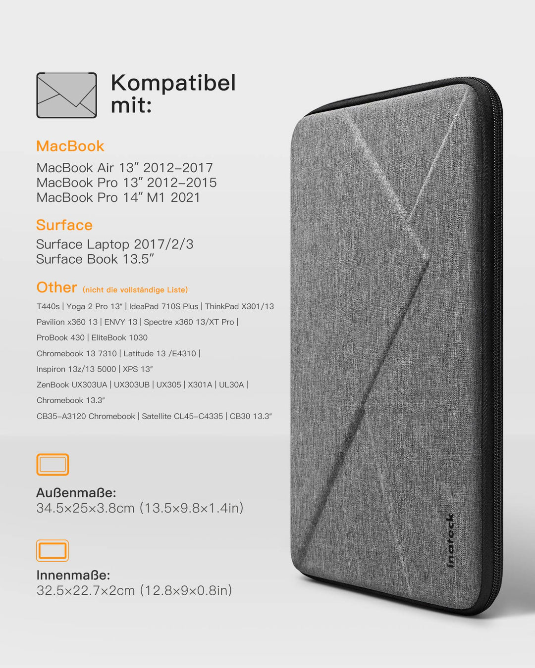 inateck DE Superstarke Laptophülle Tasche für MacBook Air/Pro M4/M3/M2/M1, LB01007
