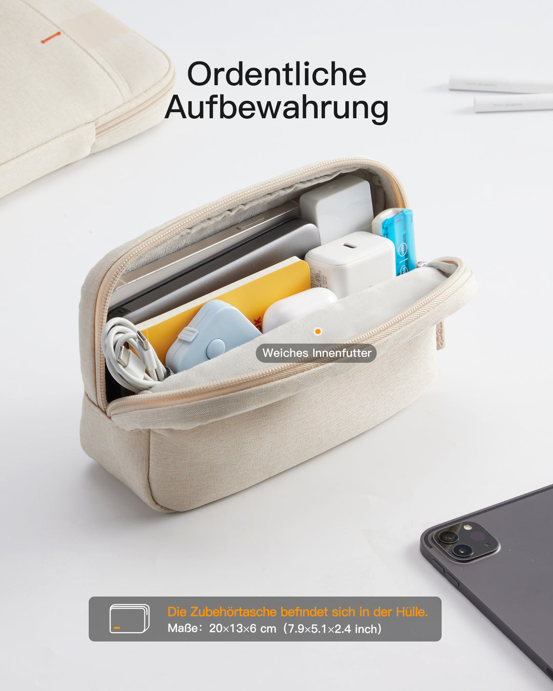 inateck DE Edgekeeper 360° Professioneller Schutz Hülle für 13" MacBook, mit Zubehörtasche, LB01011