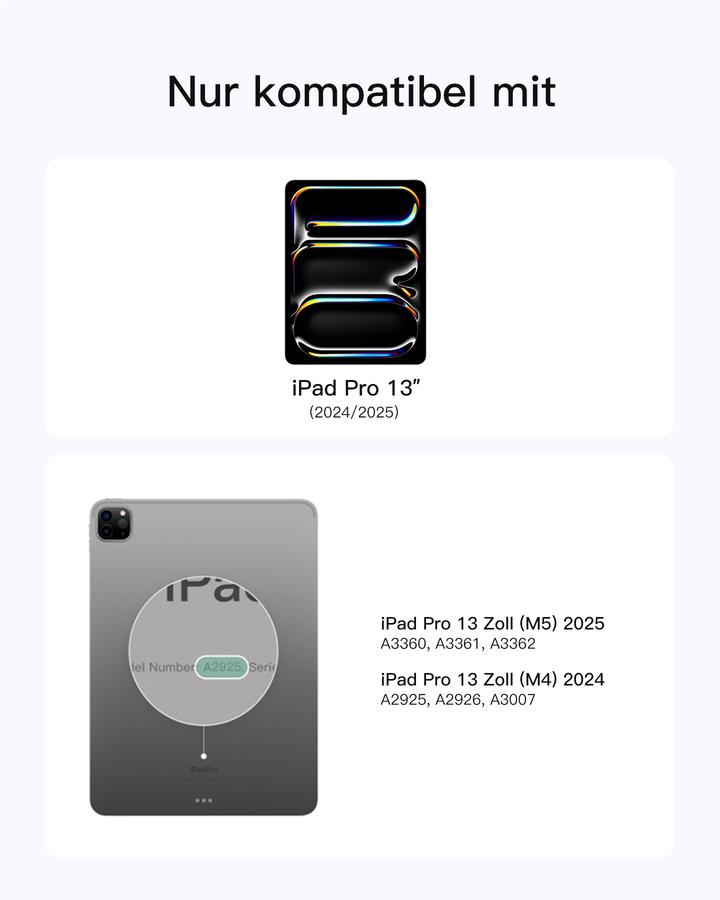 inateck DE Inateck Abnehmbar Tastatur Hülle Kompatibel mit iPad Pro 13" (2025/2024) M5/M4,QWERTZ,AceTouch, KB04122-13P