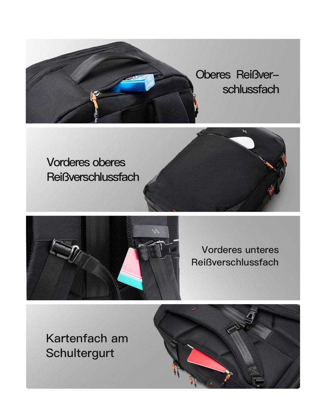 inateck DE Inateck Reiserucksack 39L, Spritzwassergeschützt TSA Handgepäck Flugzeug Rucksack Travel Backpack Herren für 15.6 Zoll L