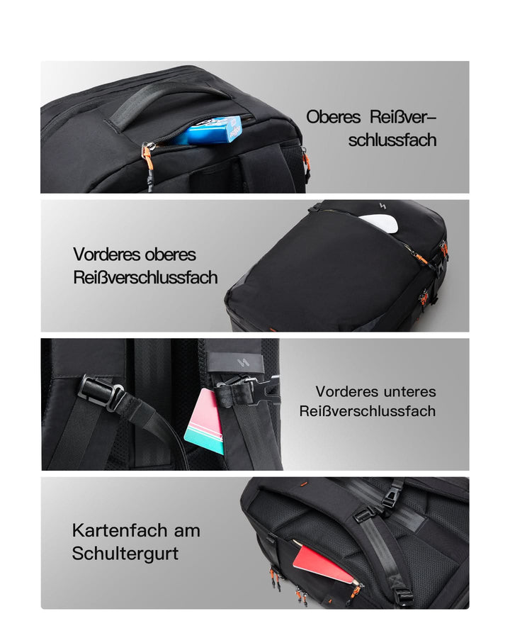 inateck DE Inateck Reiserucksack 39L, Spritzwassergeschützt TSA Handgepäck Flugzeug Rucksack Travel Backpack Herren für 15.6 Zoll L