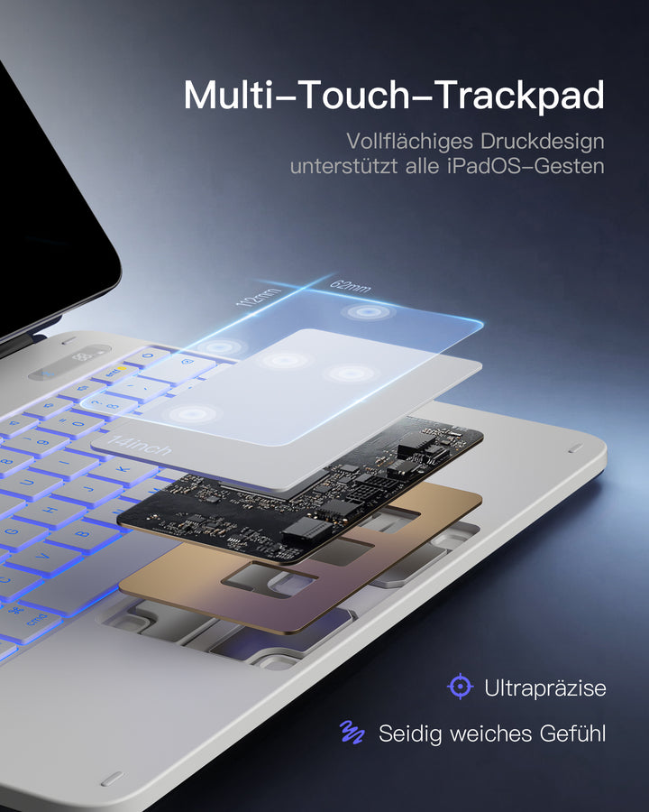 Inateck NeoMagic Magnetische Tastatur Hülle für iPad Air 13" M4/M3/M2 (2026/2025/2024), iPad Pro 12.9" 6/5/4/3 Gen,QWERTZ, KB903-13A