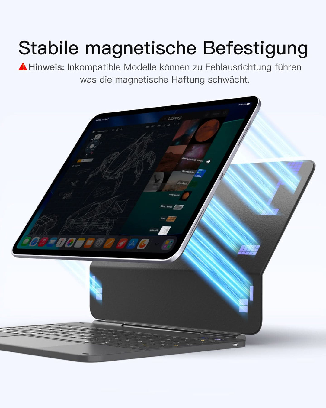 NeoMagic Magnetische Tastatur Hülle für iPad Pro 13 2025/2024(M5/M4),LED Smart Power-Anzeige, QWERTZ, mit Stifthalter, KB903-13P