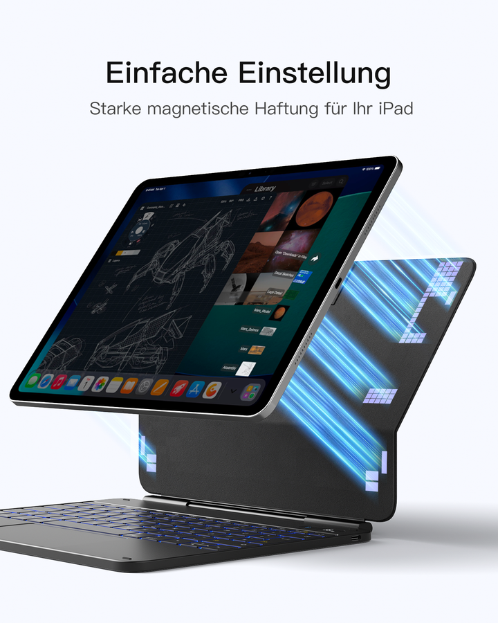 inateck DE Inateck NeoMagic Magnetische Tastatur Hülle für iPad Air 13" (2025/2024), iPad Pro 12.9" 6/5/4/3 Gen,QWERTZ, KB903-13A