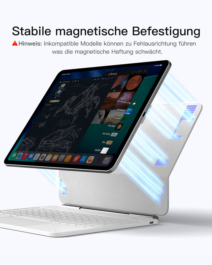 Inateck NeoMagic Magnetische Tastatur Hülle für iPad Air 13" M4/M3/M2 (2026/2025/2024), iPad Pro 12.9" 6/5/4/3 Gen,QWERTZ, KB903-13A