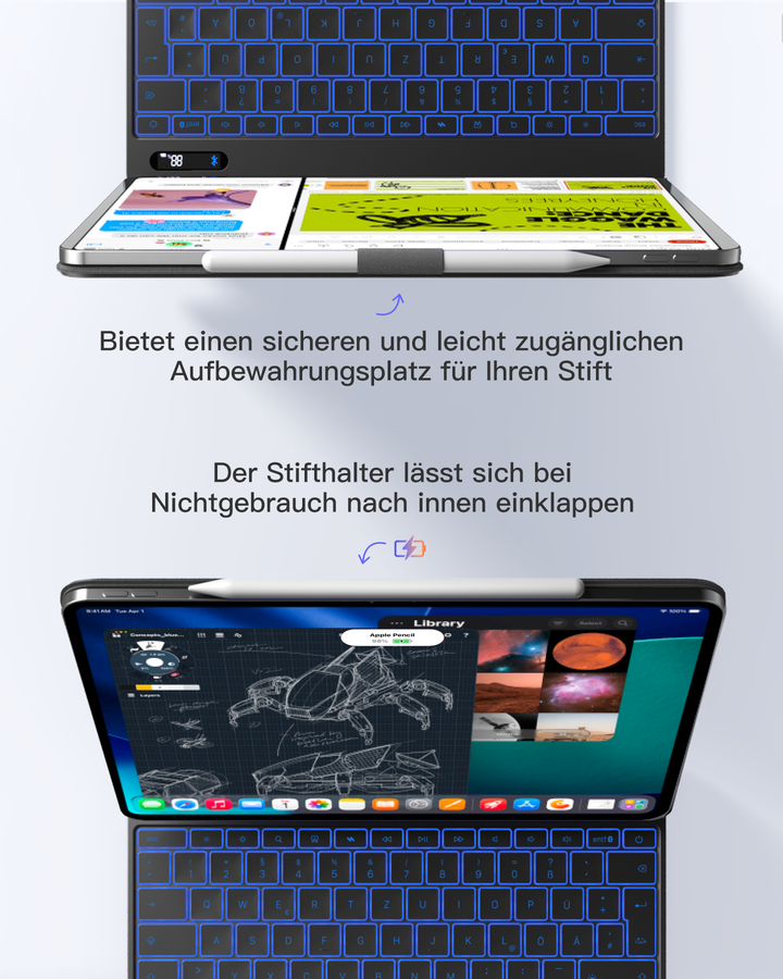 inateck DE Inateck NeoMagic Magnetische Tastatur Hülle für iPad Air 13" (2025/2024), iPad Pro 12.9" 6/5/4/3 Gen,QWERTZ, KB903-13A