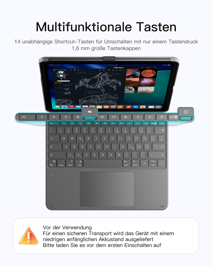 inateck DE Inateck Abnehmbar Tastatur Hülle Kompatibel mit iPad Pro 13" (2025/2024) M5/M4,QWERTZ,AceTouch, KB04122-13P