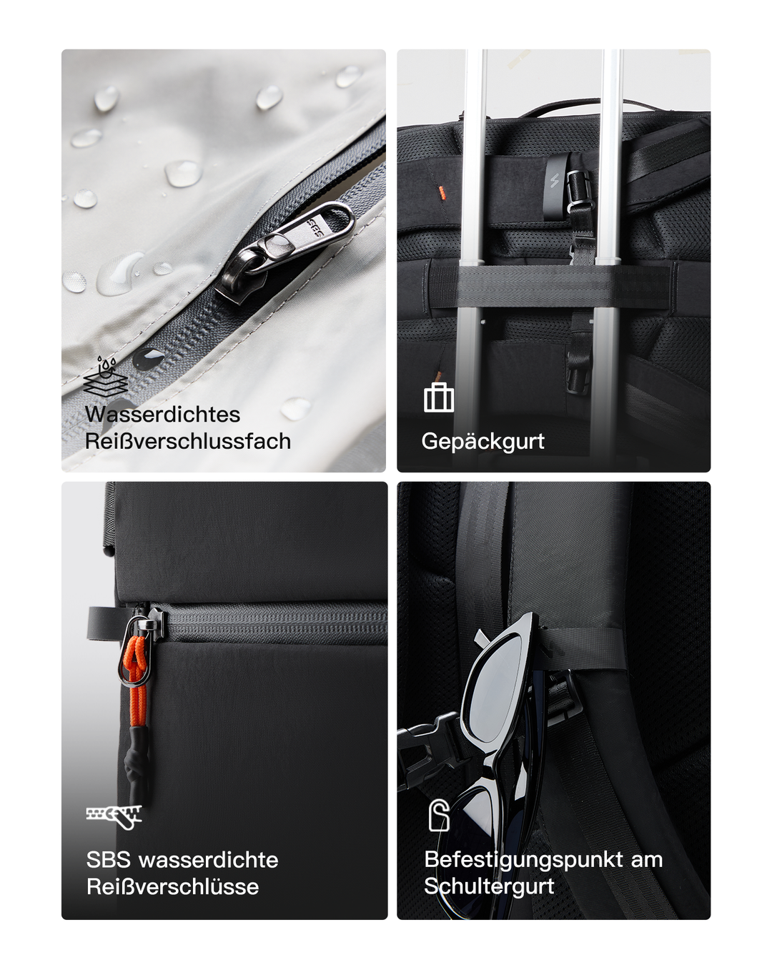 Leichter 38.5-46 L Reiserucksack erweiterbarer, Spritzwassergeschützt Travel Backpack für 16 Zoll Laptop, BPX35