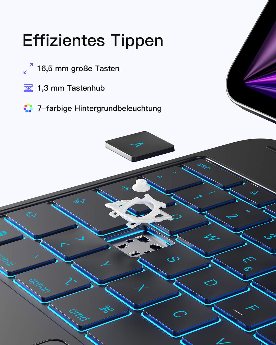inateck DE Inateck NeoMagic Magnetische Tastatur Hülle für iPad Air 13" (2025/2024), iPad Pro 12.9" 6/5/4/3 Gen,QWERTZ, KB903-13A