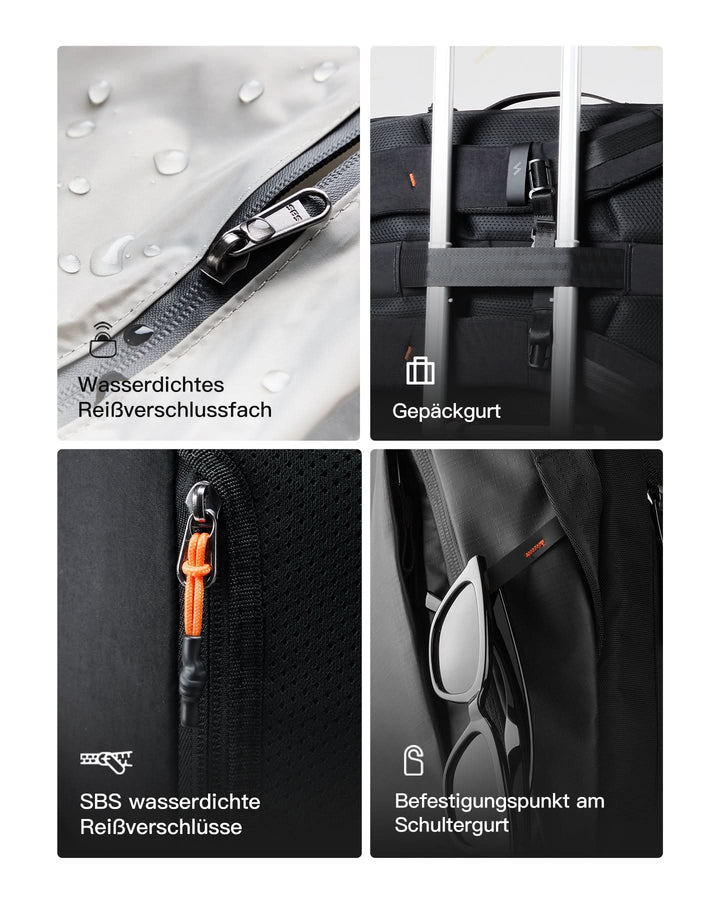 inateck DE Inateck Reiserucksack 39L, Spritzwassergeschützt TSA Handgepäck Flugzeug Rucksack Travel Backpack Herren für 15.6 Zoll L