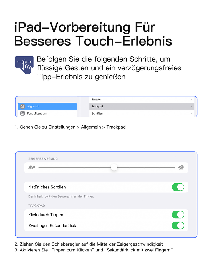inateck DE Inateck Abnehmbar Tastatur Hülle Kompatibel mit iPad Air 13"(2025/2024), iPad Pro 12.9" 6/5/4/3 Gen,QWERTZ, AceTouch, KB