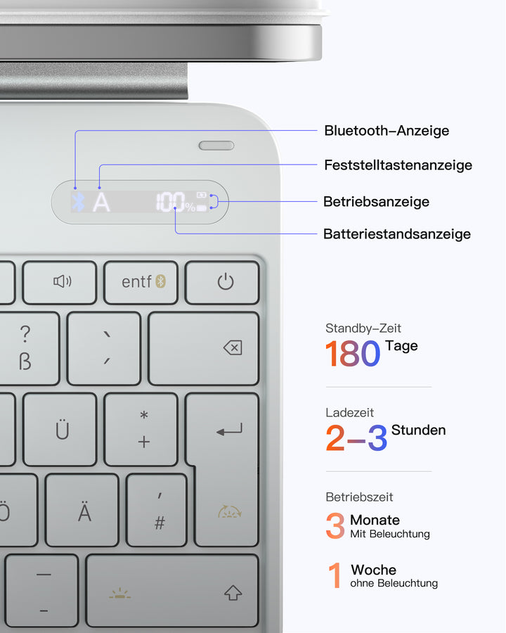 Inateck NeoMagic Magnetische Tastatur Hülle für iPad Air 13" M4/M3/M2 (2026/2025/2024), iPad Pro 12.9" 6/5/4/3 Gen,QWERTZ, KB903-13A