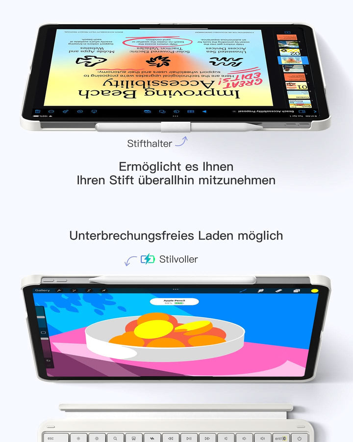 inateck DE Inateck Abnehmbar Tastatur Hülle Kompatibel mit iPad Air 13"(2025/2024), iPad Pro 12.9" 6/5/4/3 Gen,QWERTZ, AceTouch, KB