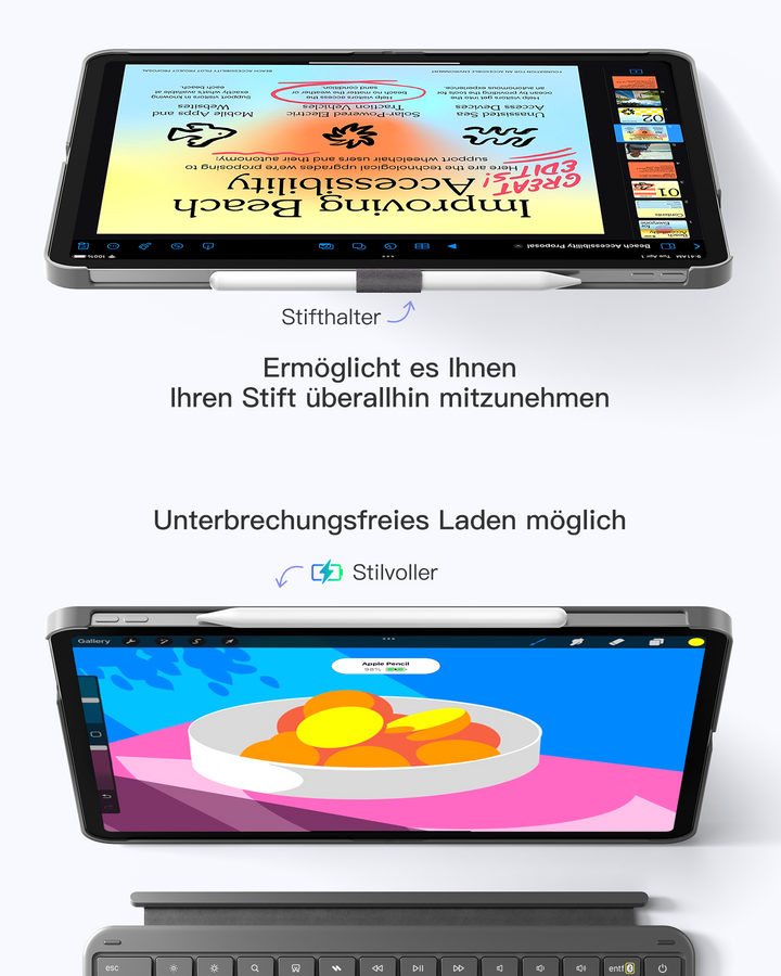 inateck DE Inateck Abnehmbar Tastatur Hülle Kompatibel mit iPad Air 13"(2025/2024), iPad Pro 12.9" 6/5/4/3 Gen,QWERTZ, AceTouch, KB