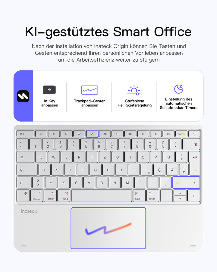 Inateck NeoMagic Magnetische Tastatur Hülle für iPad Air 13" M4/M3/M2 (2026/2025/2024), iPad Pro 12.9" 6/5/4/3 Gen,QWERTZ, KB903-13A