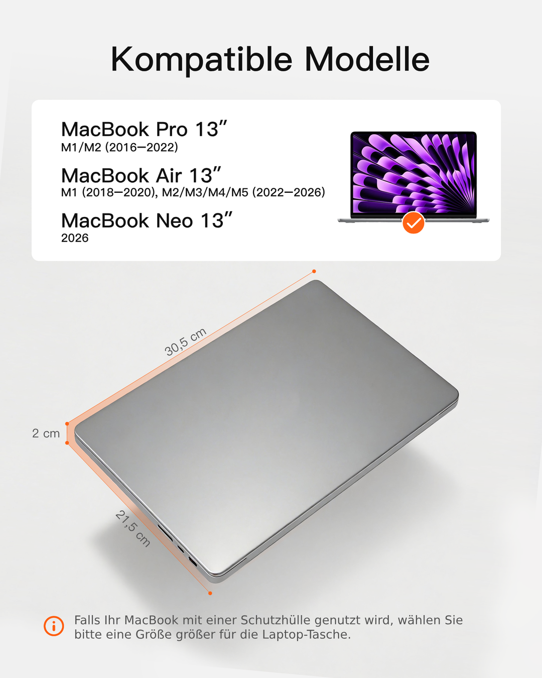 Inateck Laptop-Hülle Sleeve, kompatibel mit 14" MacBook Pro M5/M4/M3/M2/M1 Pro/Max (2026-2021), LBT14