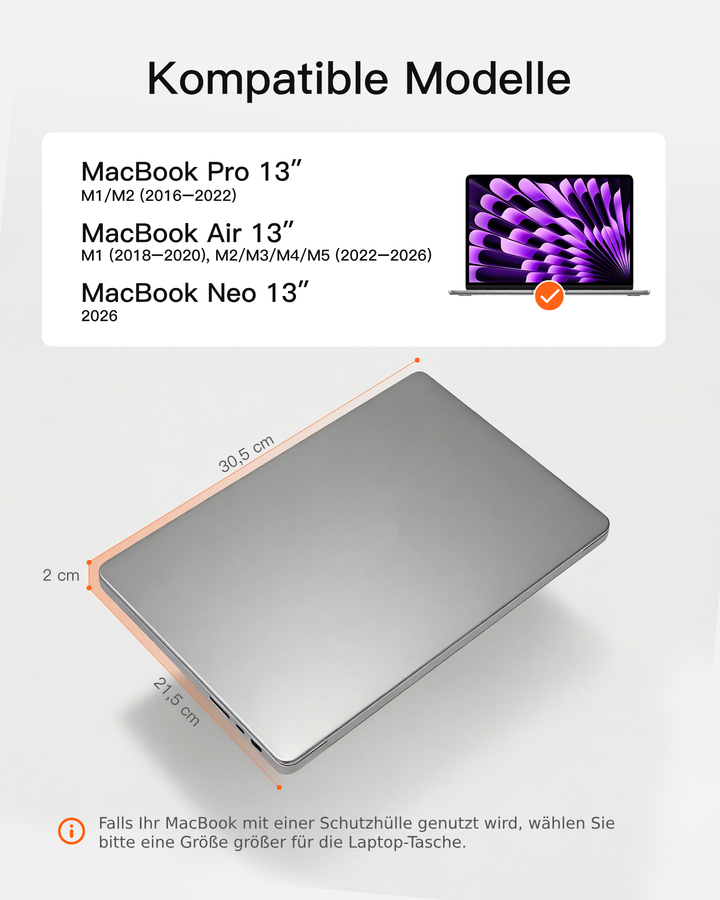 Inateck Laptop-Hülle Sleeve, kompatibel mit 14" MacBook Pro M5/M4/M3/M2/M1 Pro/Max (2026-2021), LBT14