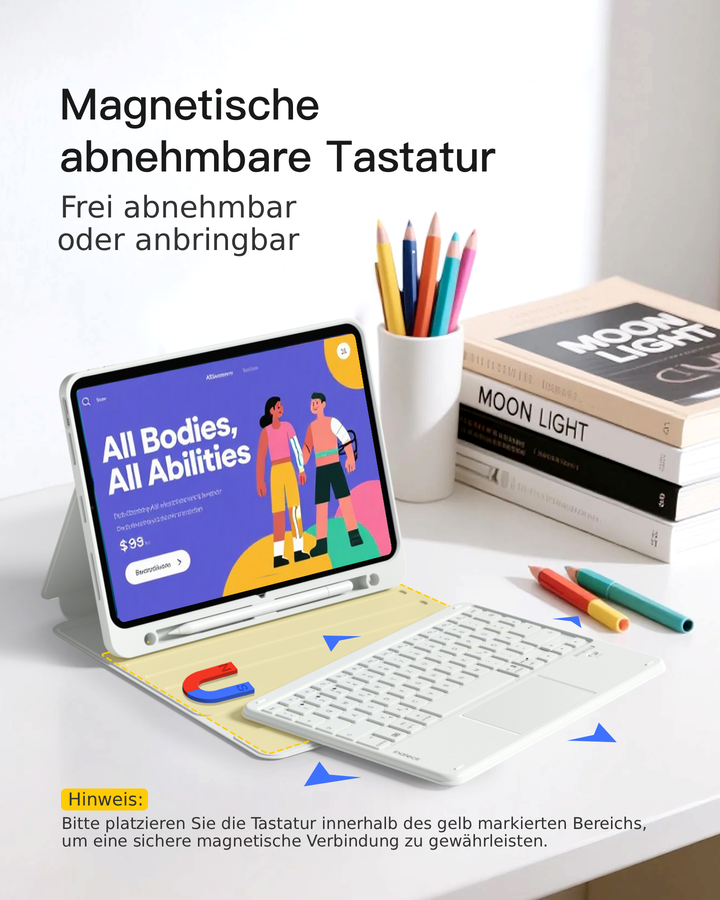 Abnehmbar Tastatur für iPad 11" A16 (2025), iPad Air 11" M4/M3/M2 (2026/2025/2024), iPad Air 10.9" 5/4, iPad Pro 11" 4/3/2/1, KB002