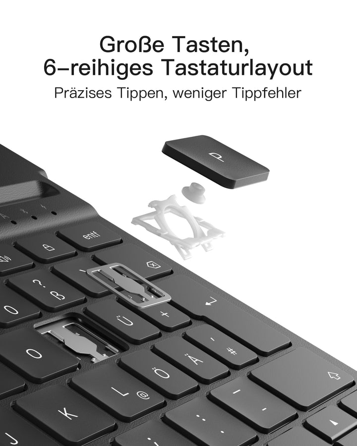 Inateck abnehmbare Tastaturhülle für iPad 11 Zoll (A16) 2025 / iPad 10 Generation 10,9 Zoll, QWERTZ, KB204