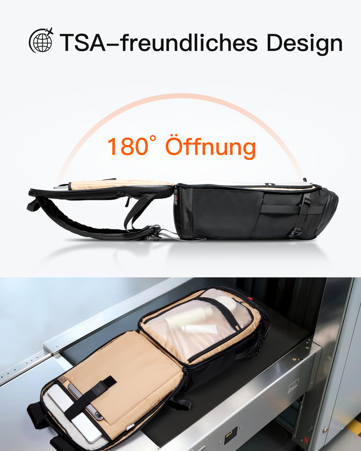 Handgepäck Rucksack 40L, TSA Freundlich Groß Reiserucksack Spritzwassergeschützt Travel Backpack für 17 Zoll Laptop, BPX31
