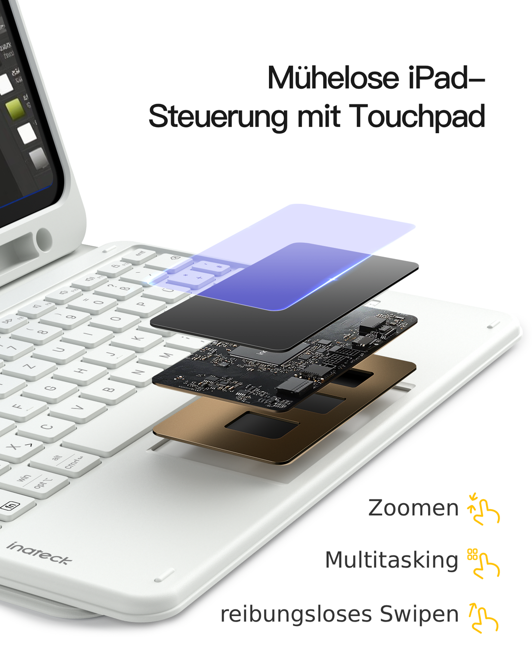 Abnehmbar Tastatur für iPad 11" A16 (2025), iPad Air 11" M4/M3/M2 (2026/2025/2024), iPad Air 10.9" 5/4, iPad Pro 11" 4/3/2/1, KB002
