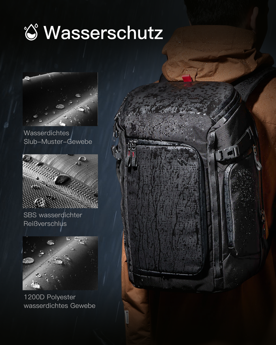Handgepäck Rucksack 40L, TSA Freundlich Groß Reiserucksack Spritzwassergeschützt Travel Backpack für 17 Zoll Laptop, BPX31