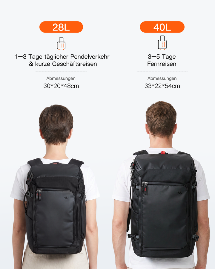 Handgepäck Rucksack 40L, TSA Freundlich Groß Reiserucksack Spritzwassergeschützt Travel Backpack für 17 Zoll Laptop, BPX31