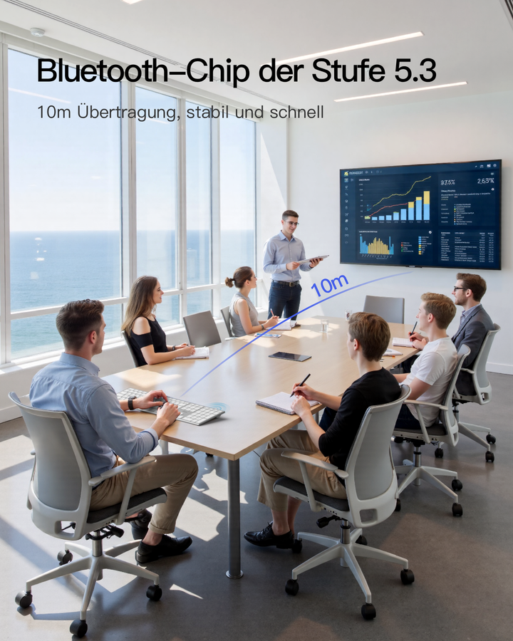 Bluetooth Mac Tastatur, Kabellose Tastatur mit 3 BT Kanälen, QWERTZ, Leise Tasten, KB607