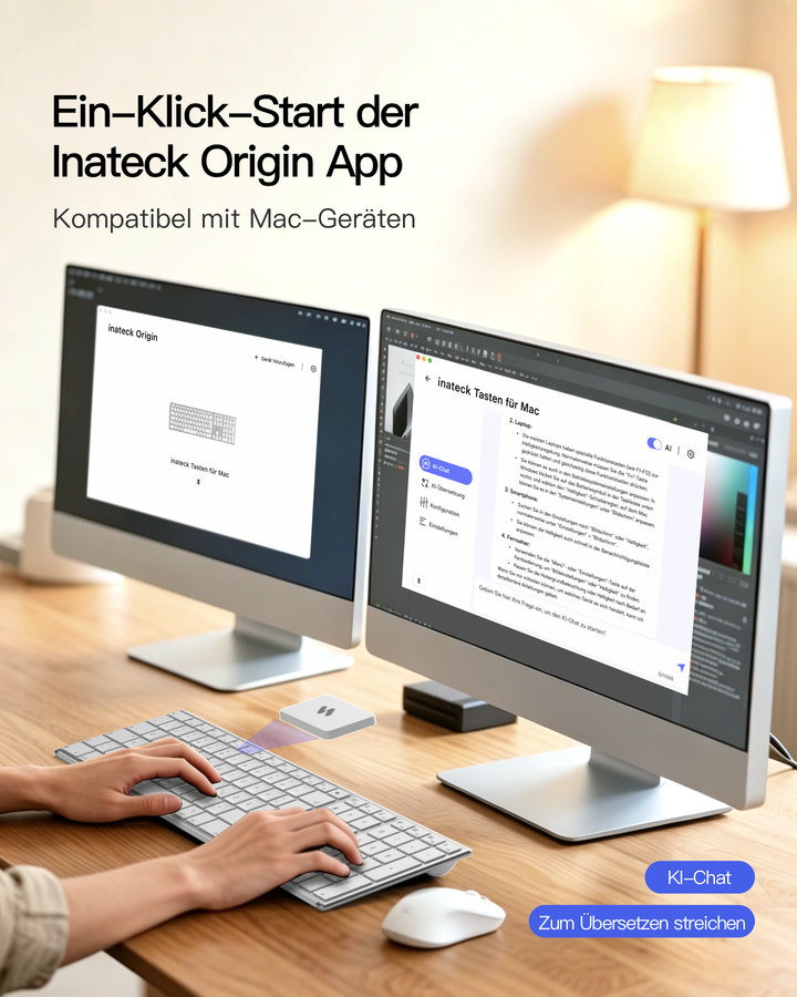 Bluetooth Mac Tastatur, Kabellose Tastatur mit 3 BT Kanälen, QWERTZ, Leise Tasten, KB607