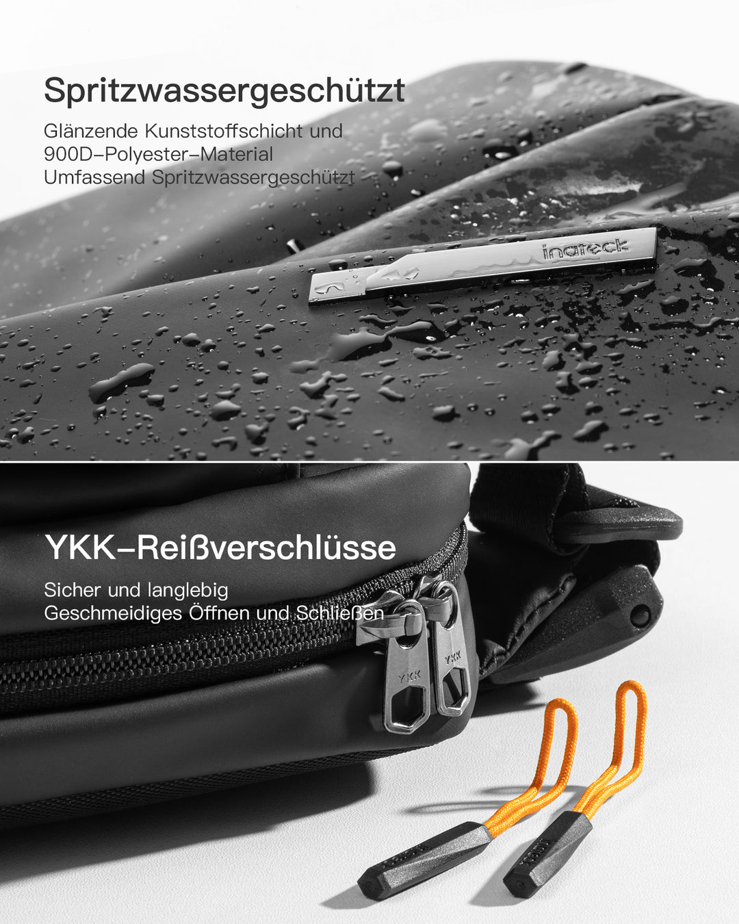 inateck DE Sling Bag mit 19 eingebaute Taschen, stylische Crossbody Bag mit verstellbarem Schultergurt, LB03014