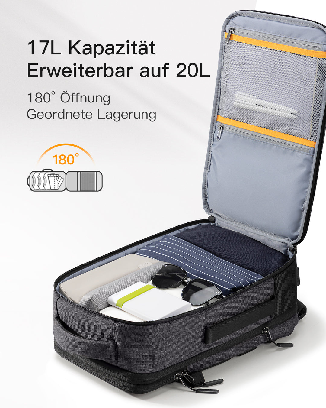 inateck DE 20-46L Reiserucksack, erweiterbarer Tragerucksack, BP03006