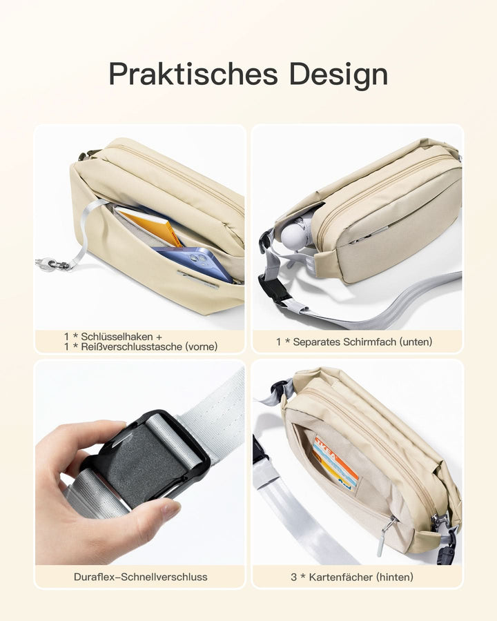 inateck DE Sling Bag mit 19 eingebaute Taschen, stylische Crossbody Bag mit verstellbarem Schultergurt, LB03014