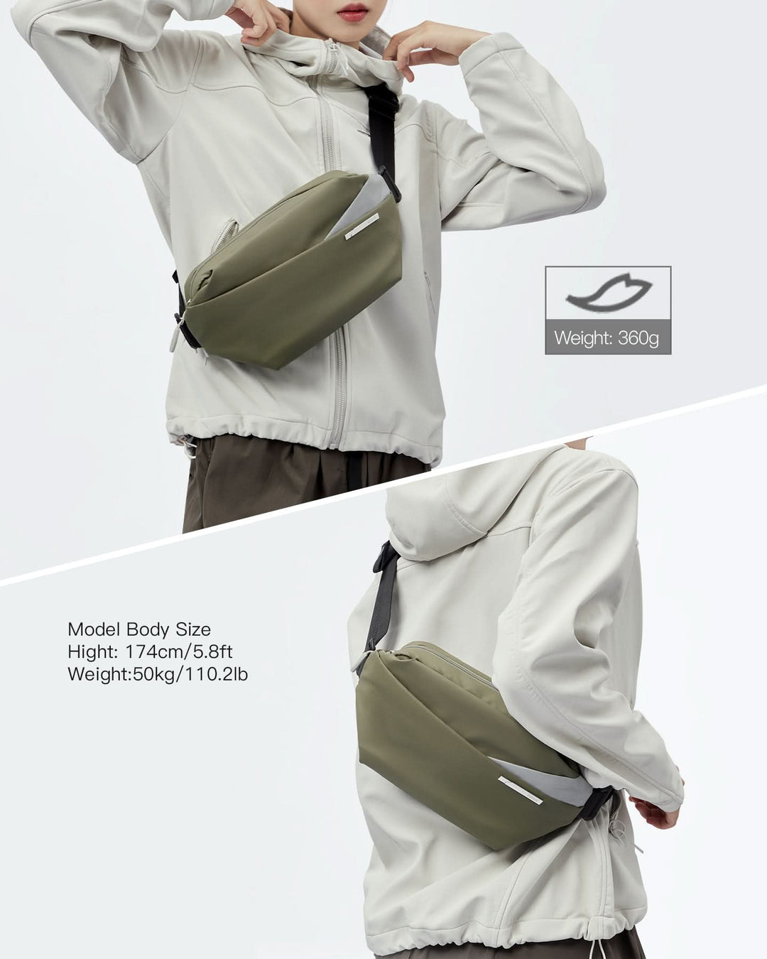 Inateck Sling Bag X, compacte borsttas, voor heren en dames, waterdichte buiktas, borsttas, schoudertas, crossbody bag voor dagelijks gebruik, reizen, wandelen, roze, Medium, Casual