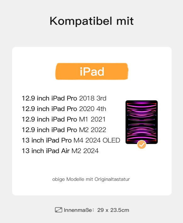 inateck DE Hartschalen Tablet Hülle Tragetasche für 11-12,9 Zoll iPads 2018-2024, AB01002