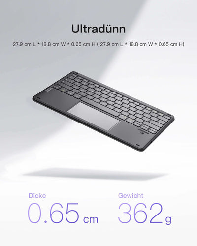 Tablet Tastatur mit Touchpad, Bluetooth Tastatur kompatibel mit Android/iOS-Systeme/Smartphones/Windows PC/iPad, KB01103