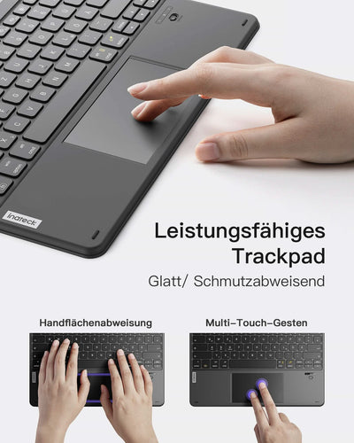 Tablet Tastatur mit Touchpad, Bluetooth Tastatur kompatibel mit Android/iOS-Systeme/Smartphones/Windows PC/iPad, KB01103 - Inateck Official DE