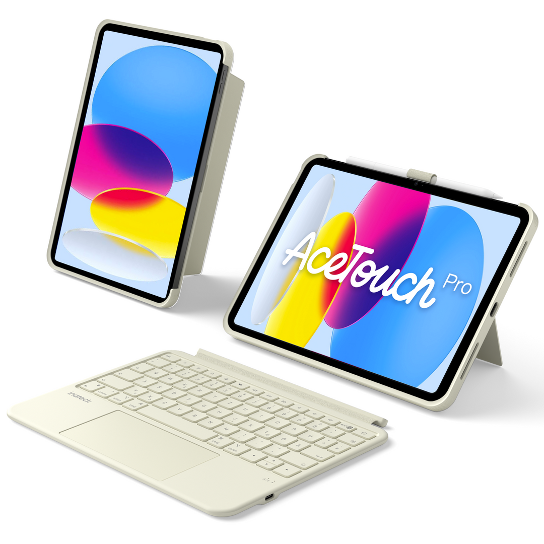 Abnehmbar Hülle mit Tastatur für iPad 11" A16 2025, iPad 10.9" 2022,mit Stifthalter, QWERTZ, AceTouch Pro, KB403-10 | Red Dot Design Award 2026