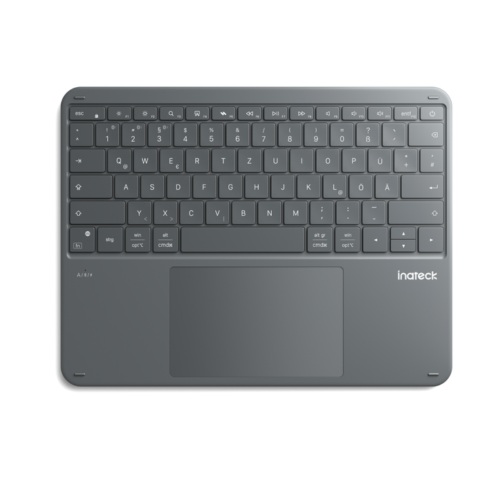 Inateck Bluetooth Tastatur mit Touchpad – QWERTZ, 3 Kanäle, iPad/Tablet/Windows, KB105