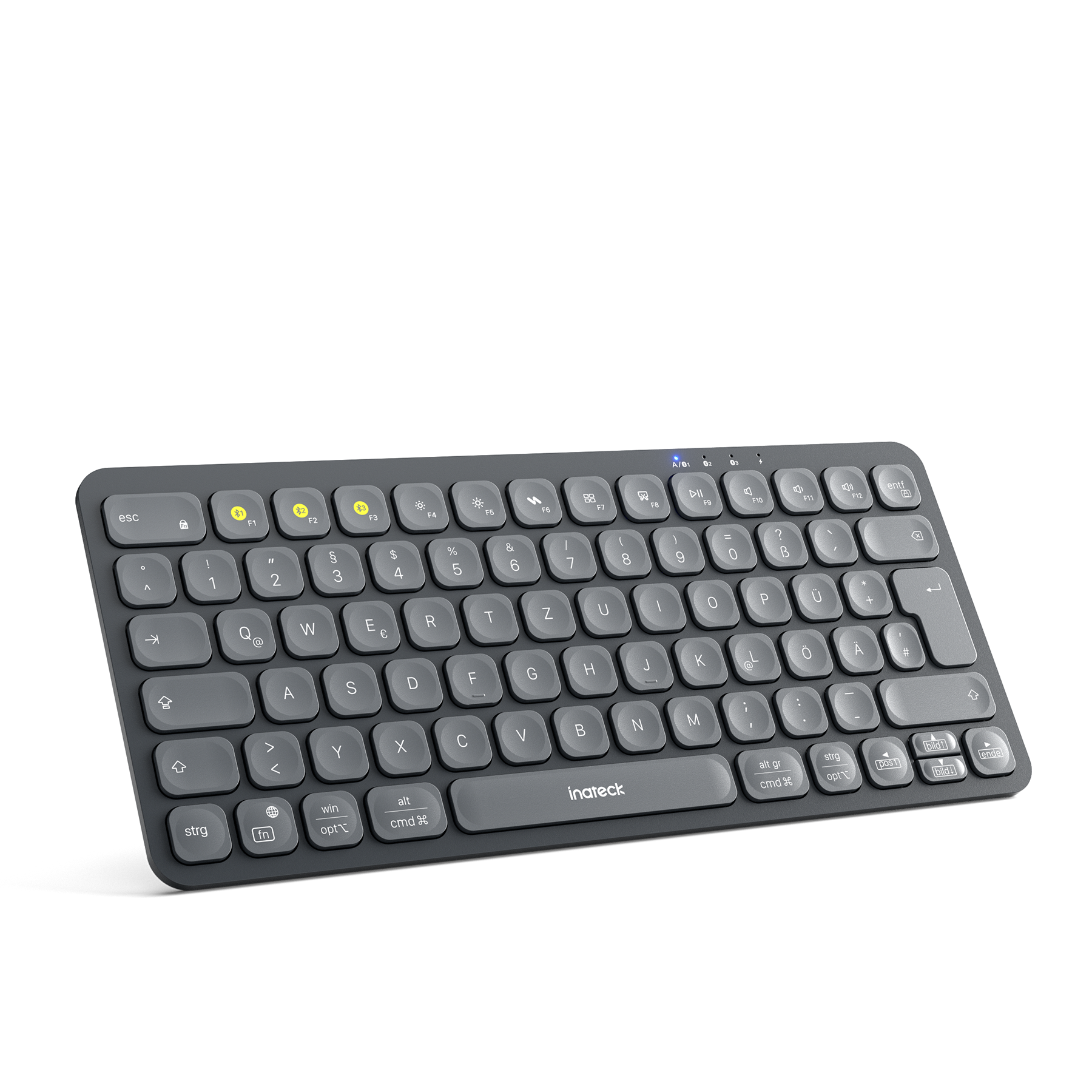 Bluetooth Tastatur Kabellose, QWERTZ für iPad Pro/Air/Mini/Windows/MacOS/Android, Ergonomisches mit KI Key,KB107