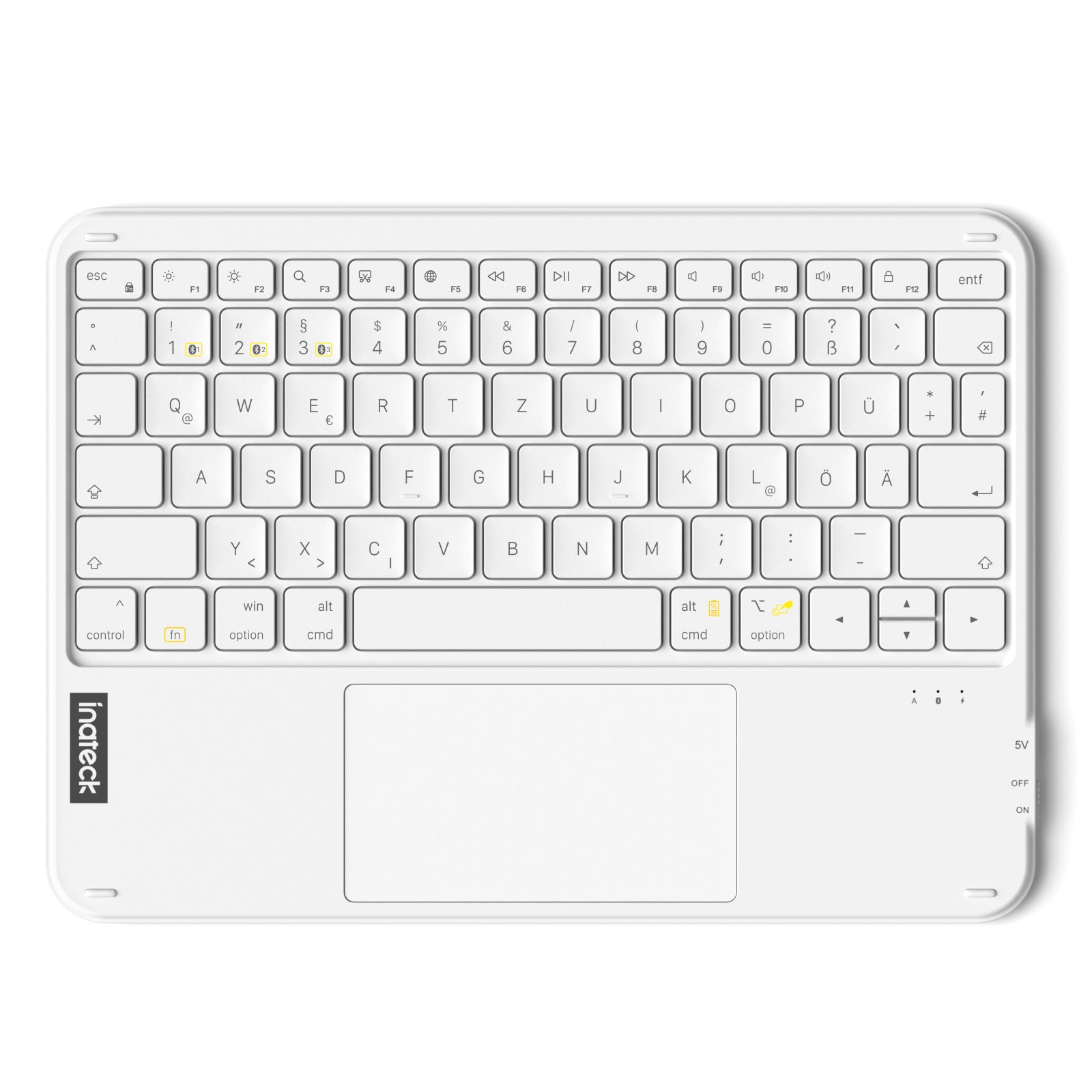 Ultraleichte Tablet Tastatur Kabellose QWERTZ Deutsch mit Trackpad, kompatibel mit iPad/Tablet/Windows/Laptop/PC, KB01105
