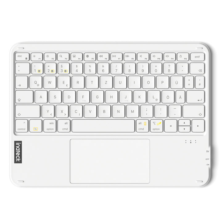 Ultraleichte Tablet Tastatur Kabellose QWERTZ Deutsch mit Trackpad, kompatibel mit iPad/Tablet/Windows/Laptop/PC, KB01105