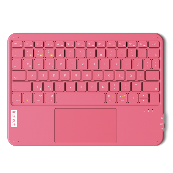Ultraleichte Tablet Tastatur Kabellose QWERTZ Deutsch mit Trackpad, kompatibel mit iPad/Tablet/Windows/Laptop/PC, KB01105