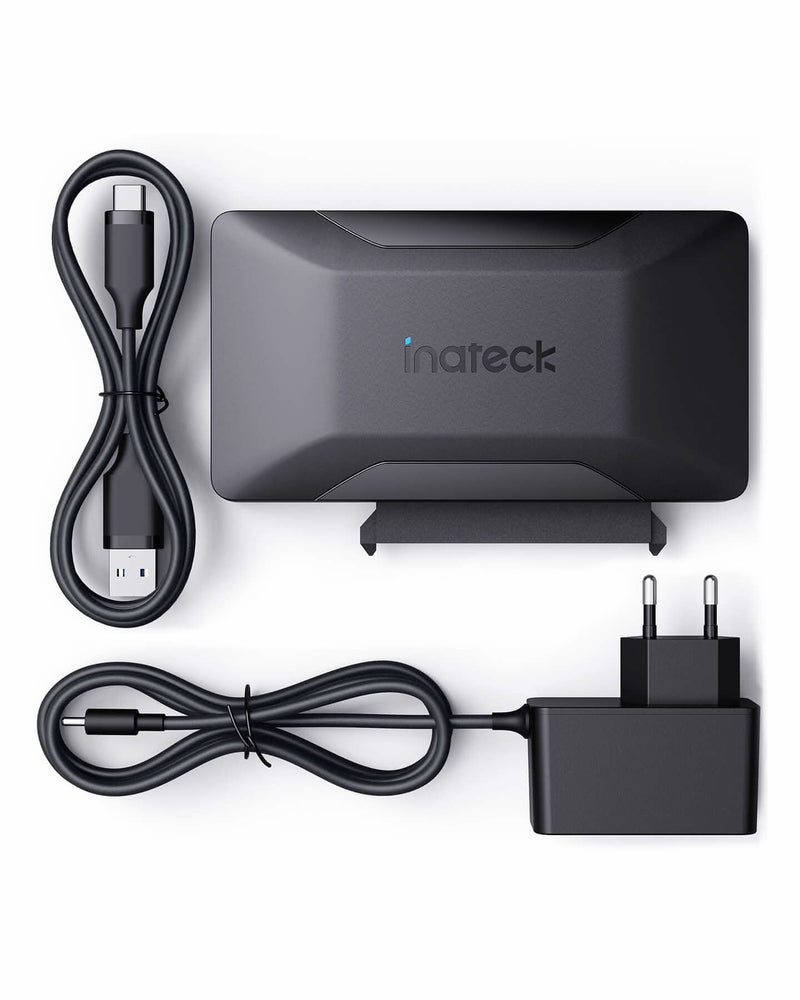 Inateck SATA USB Adapter, USB 3.2 Gen 2 Festplattenadapter für 2.5/3.5 Zoll SSD/HDD, 12V/2A Netzteil im Lieferumfang, bidirektionale Übertragung, UA1006 - Inateck Official DE