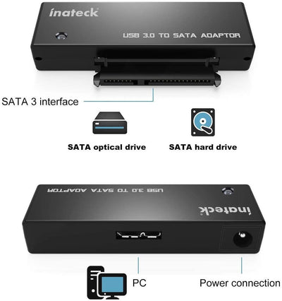 USB 3.0 zu SATA Konverter Adapter für 2.5/3.5 Zoll Laufwerke HDD SSD mit 12V 2A Netzteil, UA1001 - Inateck Official DE