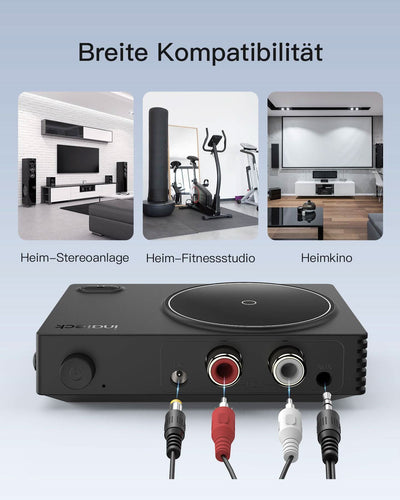 Bluetooth 5.1 Transmitter Empfänger für Stereoanlagen/Lautsprecher/Headset/Lautsprecher, 50 cm RCA/AUX-Kabel und Netzteil, BR2002 - Inateck Official DE